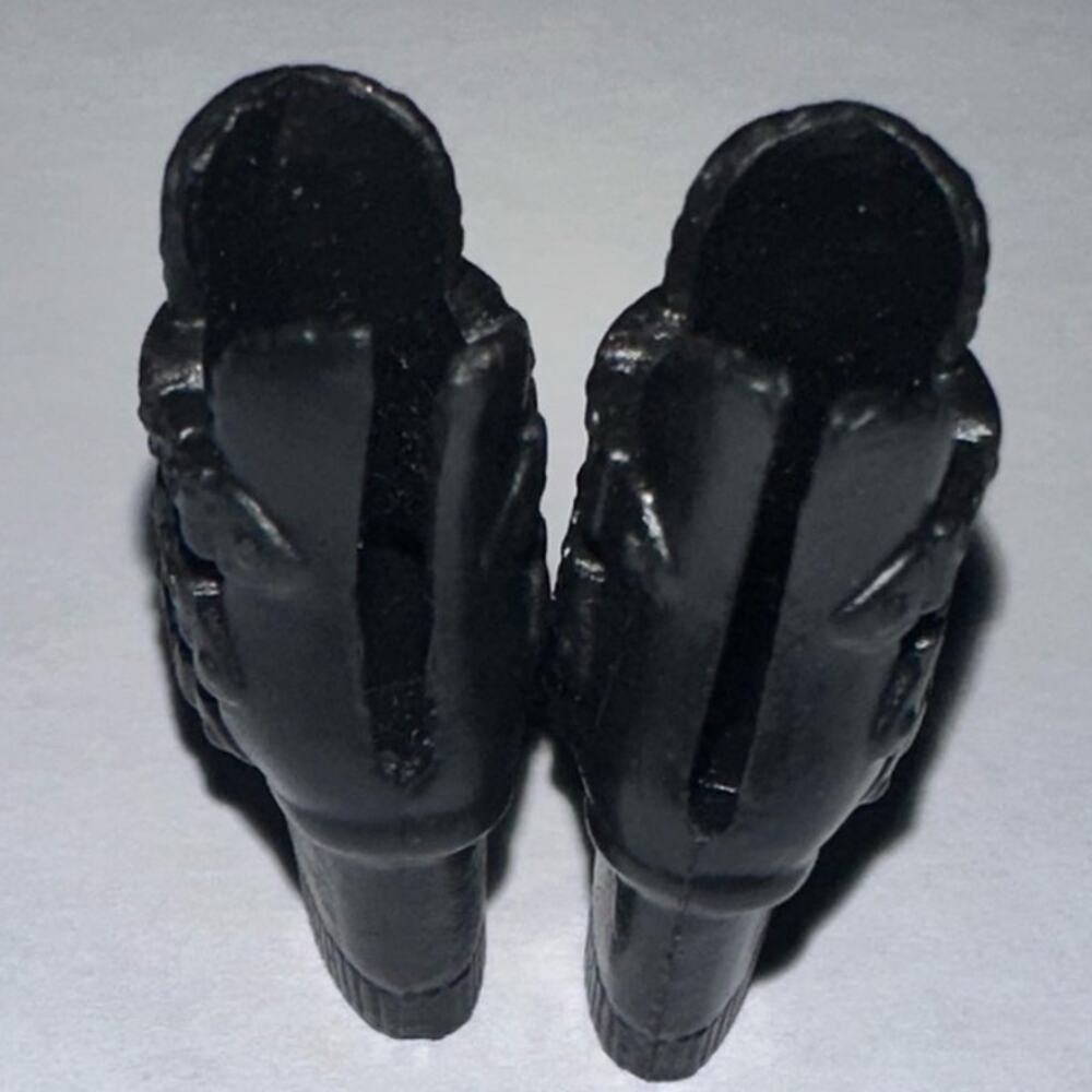 Modern Barbie Black Open Toe Cut Out Ankle Boots Heels Shoes Mattel - Picture 5 of 5